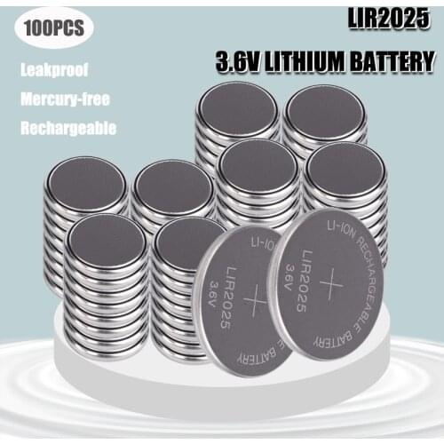 New Original 100pieces LIR2025 2025 3V Lithium Coin Battery Button Cell Rechargeable Battery