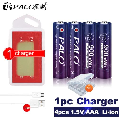 PALO 1.5V AAA Battery 900mAh Rechargeable Battery 1.5 V AAA Li-ion batteries for Clocks,Mice,Computers,Toys