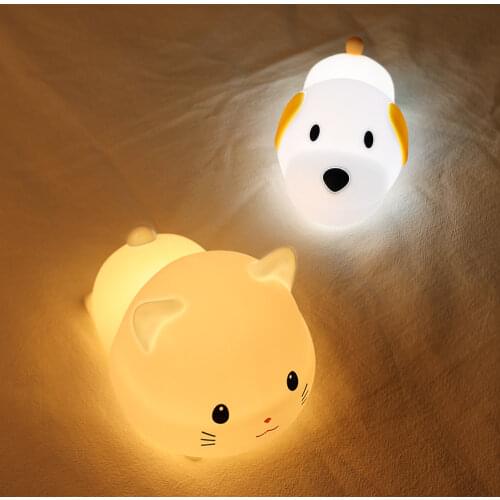 Cute LED Night Light Soft Silicone Touch Sensor Lamp Gift For Children Kids Bedroom Room USB Rechargeable Timing Touch Control