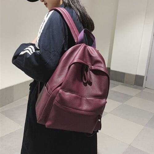 PU Leather Fashion Backpacks Laptop Backbag Women Backpack College Book School Student Bags for Teenage Girl 2021 New Travel Bag