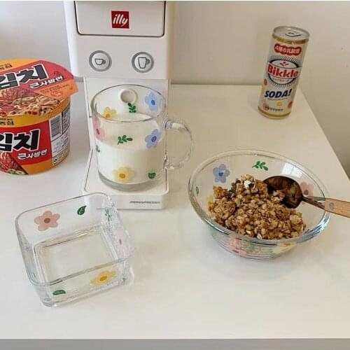 Moet Glass Bowl Botella Breakfast Cereal Salad Cup чехол на банку пива очки сердечки 꽃피는 술잔 Heat-resistant Cute Flowers