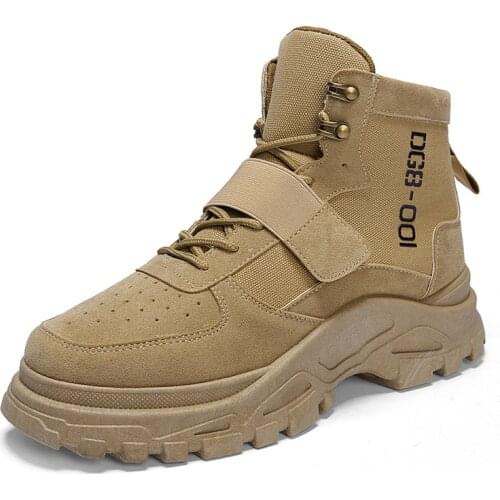 2021 High-top Men Boots Autumn New Breathable Ankle Boots Male Lace Up Slip Booties Desert Casual Tooling Boots Men Shoes 39-44