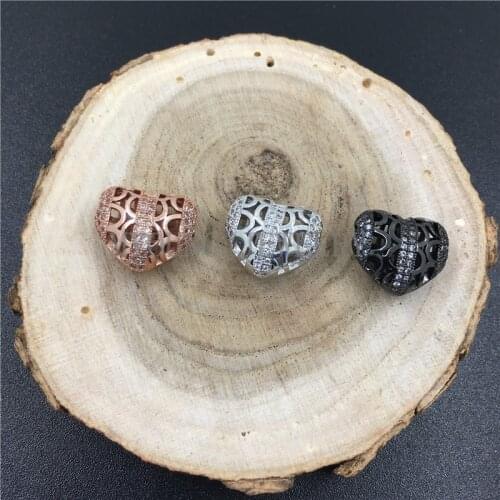 MY0724 Love Micro Pave CZ Clear Zirconia Hollow Heart Shape Copper Pave Zircon Rhinestone Charm Bracelet Beads,Colors For Option