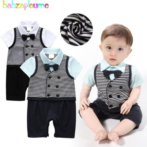 Baby Boys Clothes Summer Infant Clothing Newborn Costume Fashion Gentleman Rompers First Birthday Outfit Toddler Jumpsuit BC1837