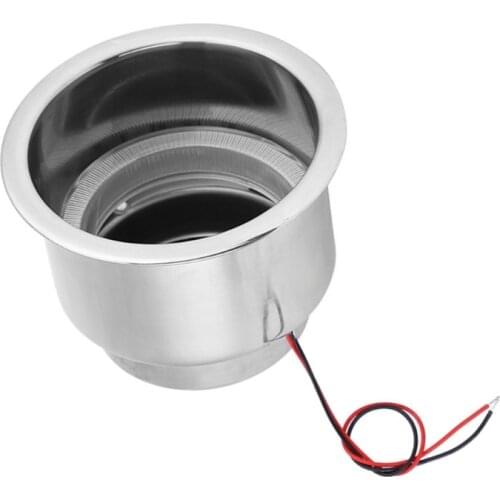 Camper Boat Marine RV Cup Drink Holder Insert with Drain 15LED Light Cup Holder