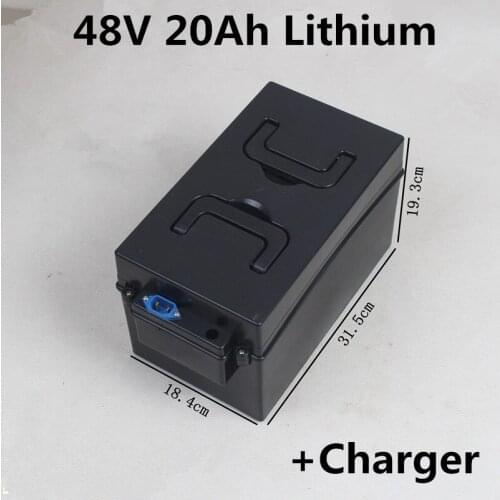 Portable 48V 20Ah lithium li ion battery pack for electric bike scooter ebike bicycle rickshaw wheelchair motorcycle+charger