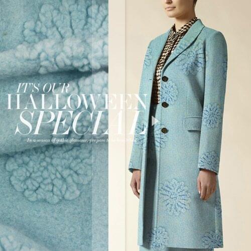 Europe and the United States and high-end custom thickened light blue cashmere wool fabric fluffy cloth/100cm*150cm