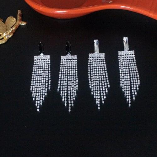 New Shiny Colorful Rhinestone Drop Earrings For Women Long Tassel Crystal Dangle Earring Brincos Weddings Fashion Jewelry Gifts