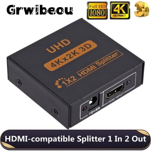 Grwibeou 4k HDMI-compatible Splitter 1 In 2 Out Full HD 1080p Video HDMI Splitter 1X2 Split 1 in 2 Out For HDTV DVD PS3 Xbox