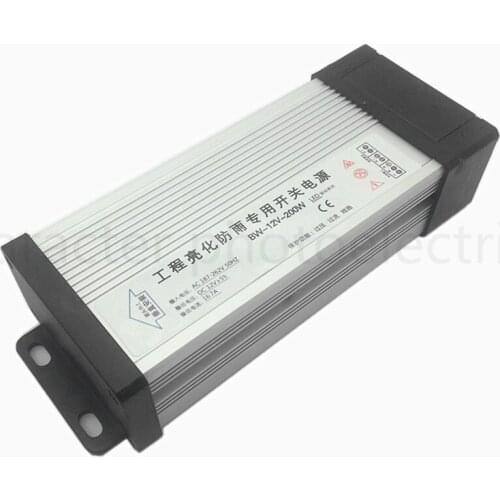 AC 187-265V LED Driver 200W 12V 16.7A LED Power Supply Rain-proof LED Light Power Adapter Outdoor Application