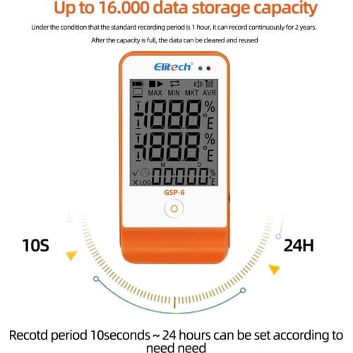 Elitech GSP-6 USB Temperature Data Logger Recorder Humidity 2 Temperature Sensor Probes Temperature Data Logger 16000 Points