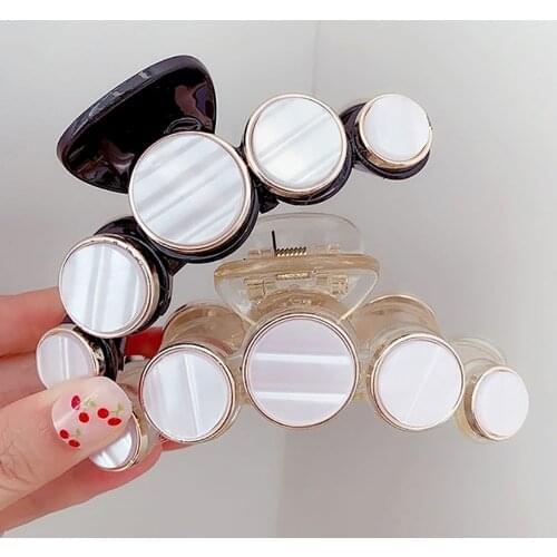 Korean Style Horsetail Clip Girl Simple Imitation Pearl Color Sequins Big Catch Hair Claws for Women Fashion Hair Accessories