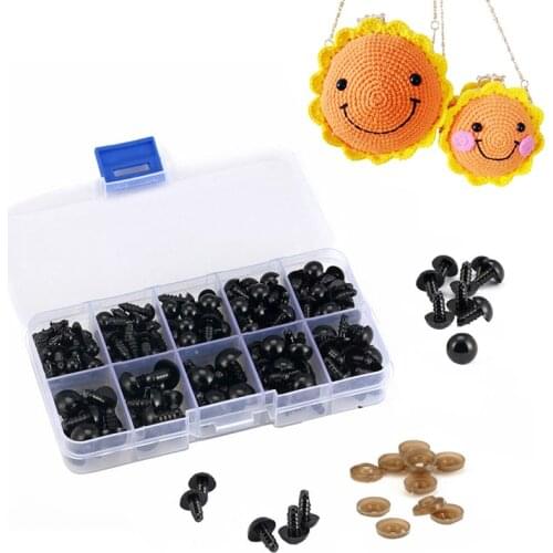 175Pcs/Pack 6-12mm Black Plastic Safety Eyes DIY Craft Supplies Plush Toys Dolls Accessories Amigurumi Eyeballs Decor Screw Eyes