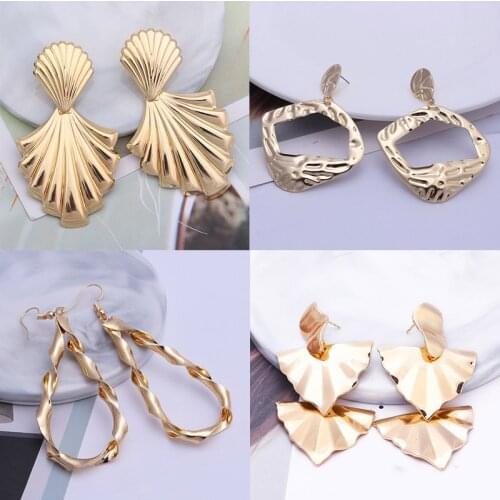 Gold Color Metal Earrings for Women Punk Personality Drop Earrings 2020 New Trendy Fashion Jewelry Unusual ZA Earrings