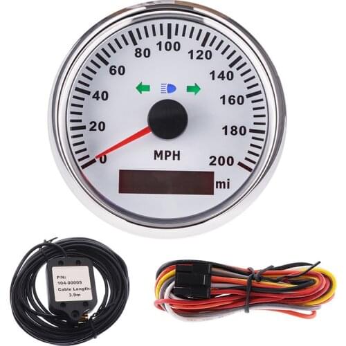 0~200 MPH Digital GPS Speedometer 85mm Speed Gauge With Left Right Turn Lamp High Beam Lamps For Car Marine Boat Vehicle 12V~24V