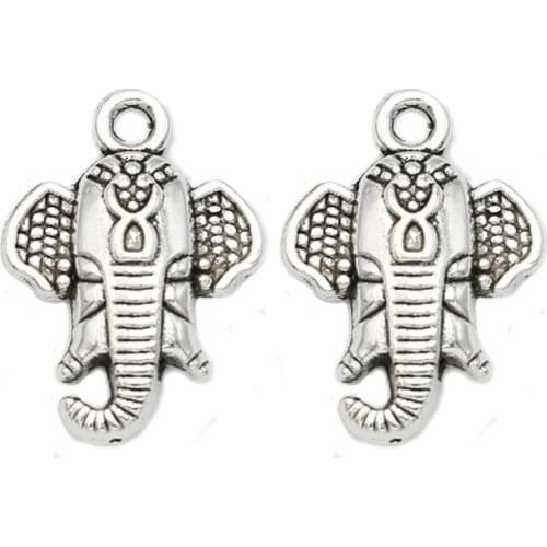 10pcs Tibetan Silver Plated Elephant Charms Pendants for Jewelry Making Accessories DIY Handmade Craft 21x16mm