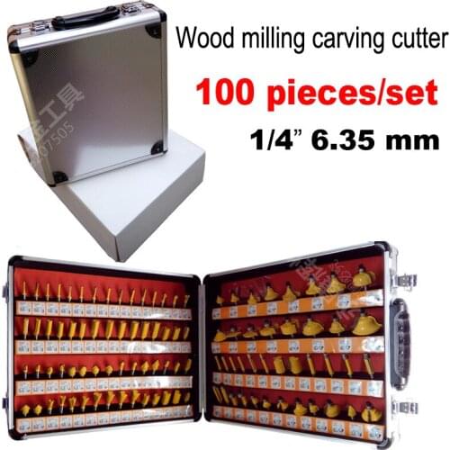 100PCS 1/4 Shank Woodworking Cutting Tools 6.35mm Engraving machine bits Engraving bits engraving blades