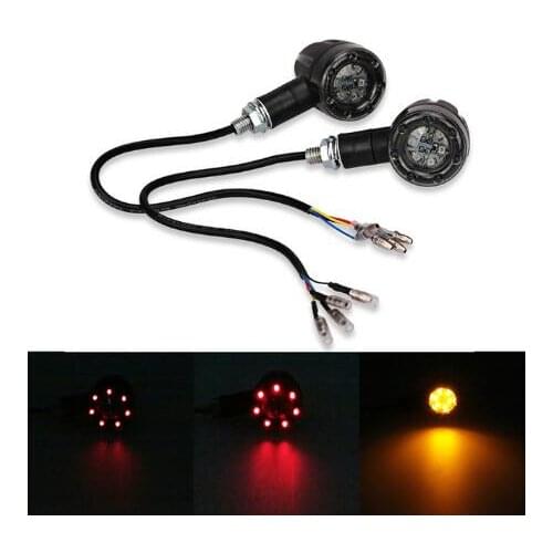 2PCS/1Pair Scooter Motorcycle Turn Signal Indicators Stop Light Metal Black For Harley Motorbike Motorcycle Rear Turn Signal Led