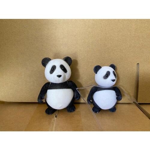 2pcs/lot cute animal family flocking doll play house doll forest animal family panda firgure toy birthday gift