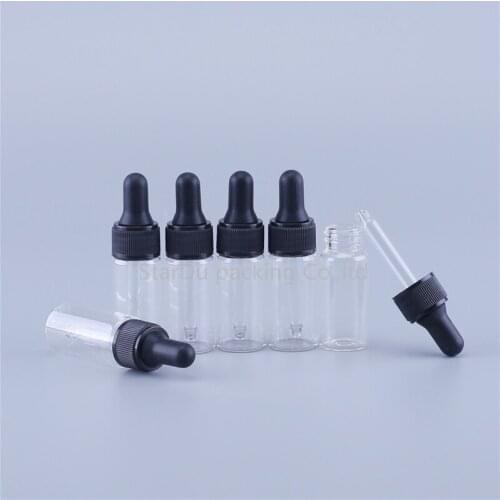 200pcs 5ml 10ml Clear Glass Eye Dropper Bottle Essential Oil Display Vials Small Serum Perfume Transparent Sample Test Bottle