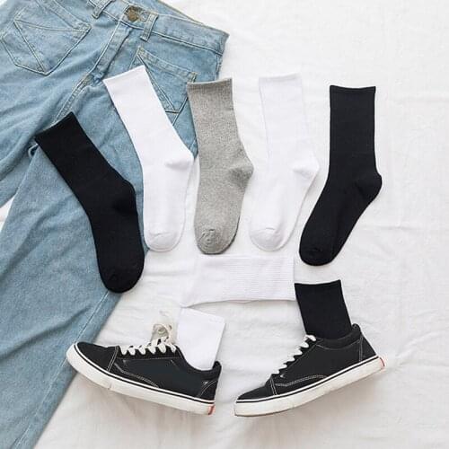 3 Pairs/Lot Solid Color Womens Socks Ins Cute Sweet Sports Wild Tube Socks Street Hip-Hop Trend Soft Comfortable Cotton Socks