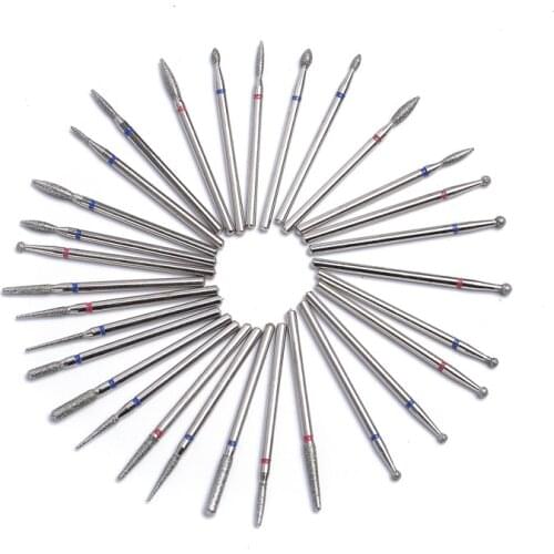 30pcs Diamond Milling Electric Nail Drill Bits Rotary Cutter for Manicure Machine Nail Files Burr Grinder Nail Art Tools