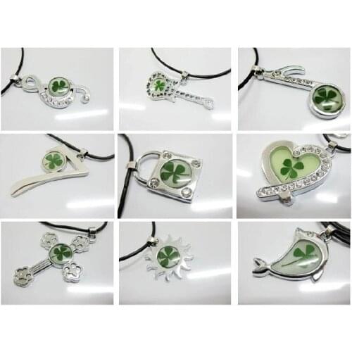 FREE SHIPPING 48 pcs Mix fancy Four Leaf Clover necklace Vogue Totem Shape real plant specimen