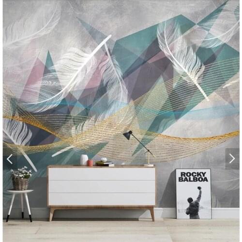 3D Abstract White Geometric Feather Wall Murals Wallpaper Papier Peint Mural 3d Printed Photo Wallpapers Papel Art Wall Mural