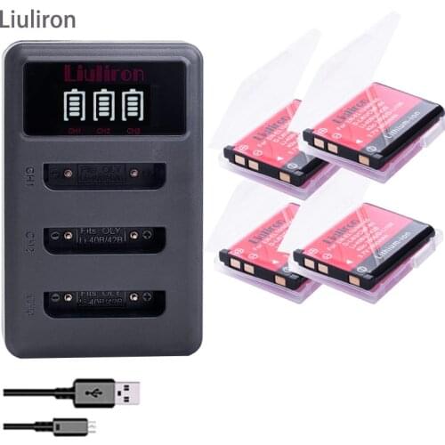 4x Li-40B Li 40B 42B Battery + Dual charger for Olympus Li-42B NP-45 ,for Nikon EN-EL10 D-Li63 D-Li108 NP-80 CNP80 KLIC-7006