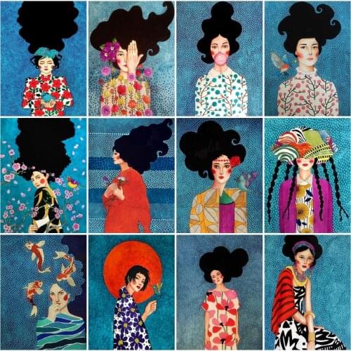 AZQSD Diamond Painting Woman Abstract Cross Stitch Rhinestones Diamond Embroidery Portrait Mosaic Handmade Home Decoration