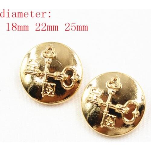 Free shipping 10pcs/Lot Dia 18/22/25mm,Gold Color,Metal British style Buttons, garment accessories DIY materials,LL-011