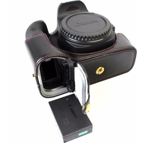 Black/Coffee/Brown High Quality PU Leather Half Camera Bottom Case Bag Cover For Canon 77D With Battery Opening