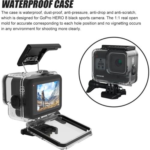 For GoPro Hero 8 Black 60M Underwater Waterproof Case Diving Protective Cover Housing Mount For Go Pro Hero8 Black Action Camera