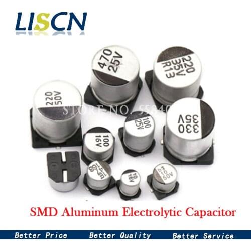 40pcs SMD 50V 35V 25V 16V 10V 100UF 220UF 47UF 33UF 22UF 10UF 4.7UF 2.2UF 1UF Aluminum Electrolytic Capacitor