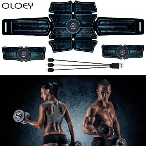 Gym Stimulator Muscle Toner EMS Press Trainer Abdomen Electrostimulation USB Charged Fitness Home Workout Muscle Toning Belt