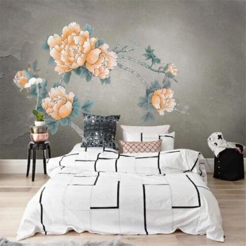 Custom 3D wallpaper mural retro hand-painted meticulous peony living room bedroom background wall decoration painting