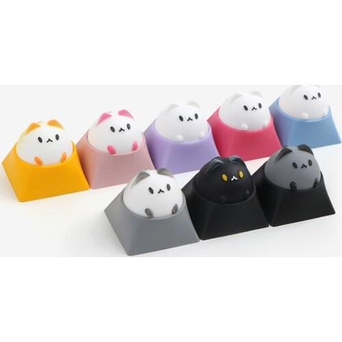 Natural Resin Hammer Cute Cat Design Keycaps For Cherry Mx Gateron Kailh Box TTC Switch Mechanical Keyboard Colorful Key Caps