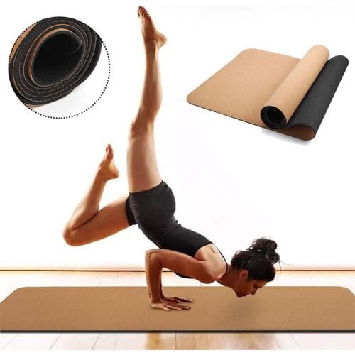 183X66cm Natural Cork TPE Yoga Mat 5mm Fitness Gym Sports Non-slip Exercise Pilates Absorb Sweat Odorless Massage Home Mats