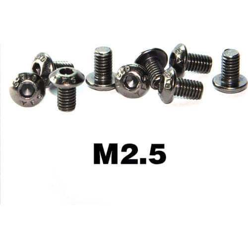M2.5x5-20mm Black Nickel Plated 12.9 Grade Alloy Steel Allen Hex Socket Button Head Screw Bolt ISO7380