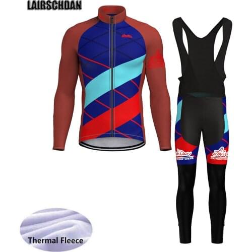 LairschDan Men Warm Cycling Clothes Bike Jersey Set Thermal Fleece Bicycle Uniform Cycle Kit Sportwear Maglia Ciclismo Invernale