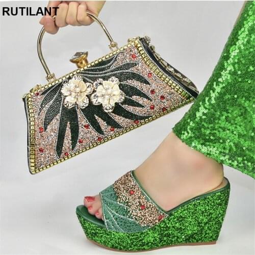 New Fashion African Shoe and Bag Set for Party Italian Women Shoe High Heel Women Shoe and Bag Set In Italy Nigerian Women Pumps