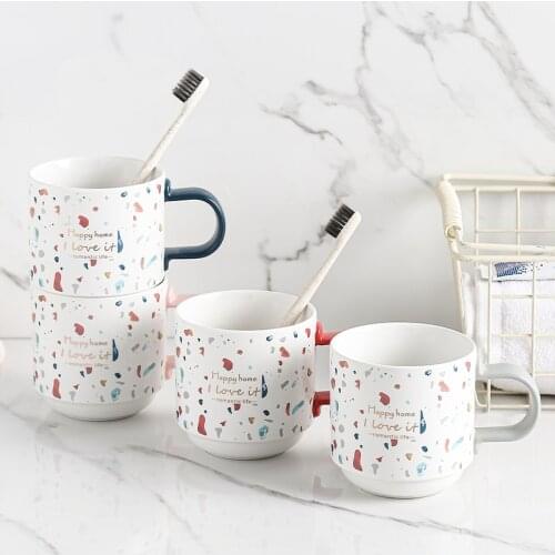 Nordic Bathroom Cup Ceramic Toothbrush Cup Couples Mouthwash Cup Toothbrush Holder pot brosse à dent парные зубные щётки