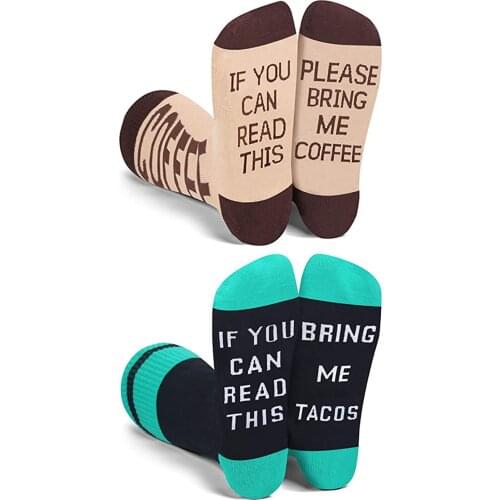 Funny Words Socks For Men Women IF YOU CAN READ THIS BRING ME COFFEE TACOS Cotton Winter Warm Fun Socks for Teen Boys Xmas Gift