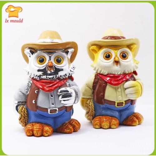 New Cowboy Owl-candle silicone mould food use resin soap polymer clay plaster wax mold