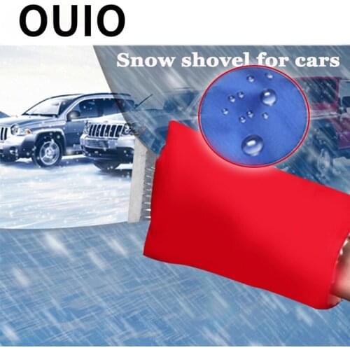 OUIO Car Ice Scraper Mitt Winter Warm Windshield Snow Shovel Glove for Audi A4 B6 B8 VW Passat B5 B7 Skoda Octavia A7 A5 Renault