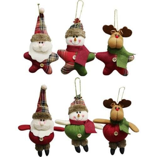 30 pcs Christmas Plush Ornaments Xmas Hanging Decoration Santa Snowman Reindeer Doll Christmas Tree Pendant Holiday Party Decor
