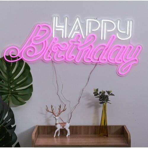 Custom Led Flex Neon Light Signs For Room Happy Birthday Festival Decor with Clear Acrylic
