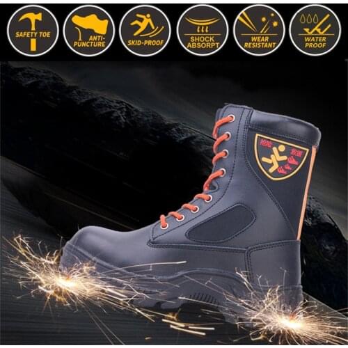 Fire rescue boots anti-smashing and anti-piercing high-ranking army boots Steel head steel bottom Training and rescue Climb