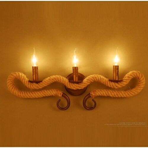 Retro Nostalgic Rope Bar lighting wall sconce bronzed wall lights sconce Bar staircase Aisle Living room Cafe lighting Luminaire