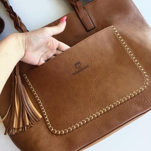 Luxury Designer Women Handbags 2020 Christmas Gift Large Pocket Leather Casual Purses Tassel Shoulder Bag Ladies Shopper Totes